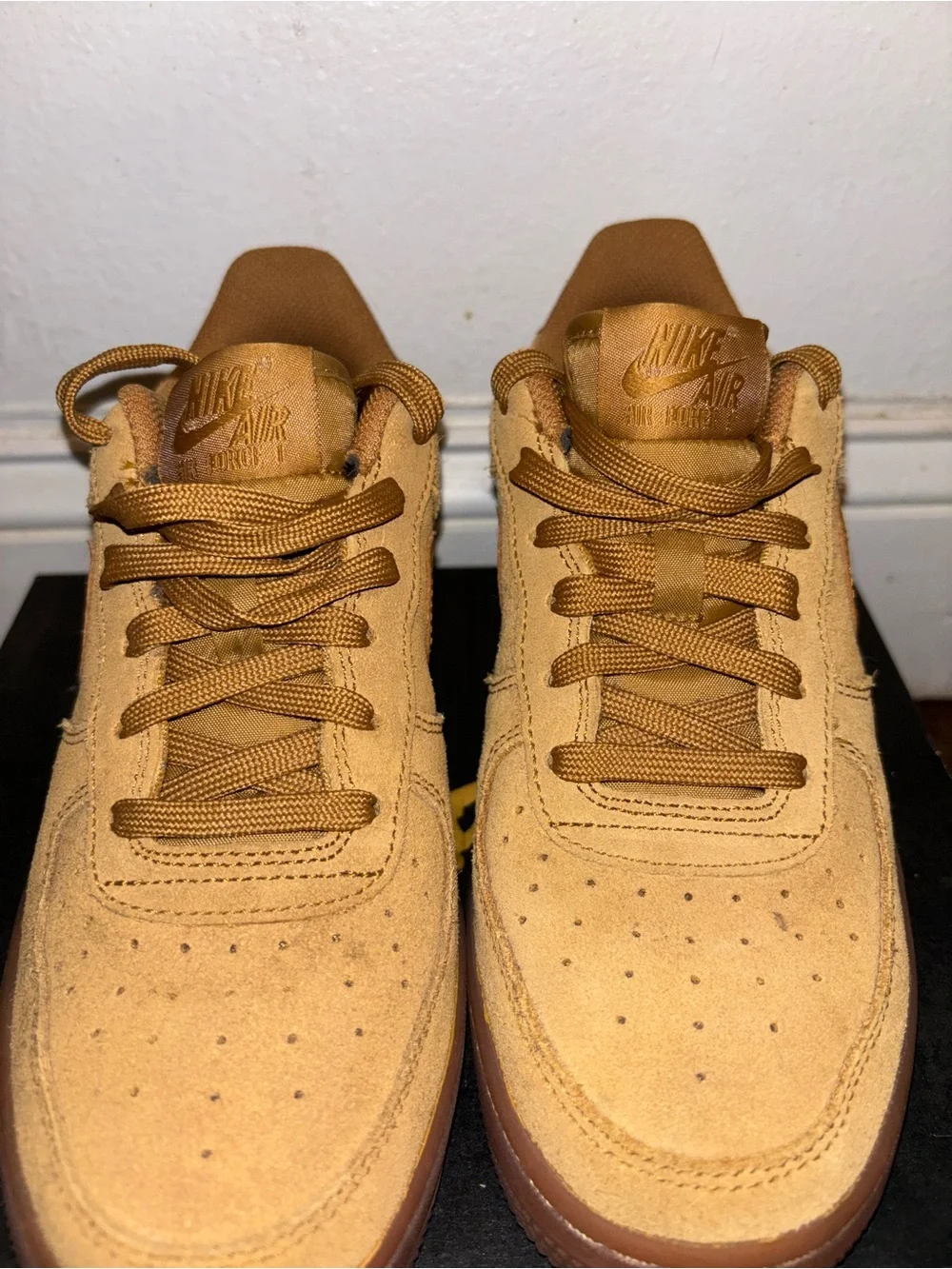 Nike Air Force size 5 youth Wheat Suede Sneakers - Tan